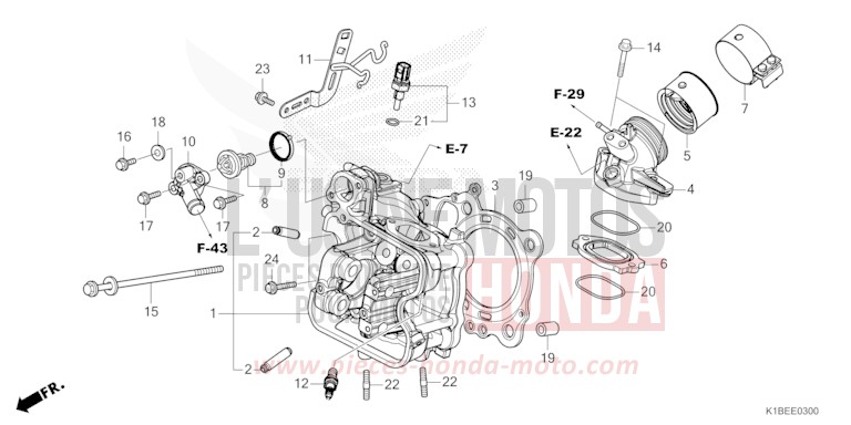 CYLINDER HEAD for Forza 350 PEARL SIENA RED (R320) from 2023